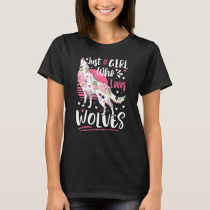 T-shirt Juste Une Fille Qui Aime Les Loups Aquarelle Loup