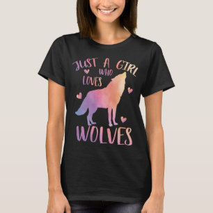 T-shirt Juste une fille qui aime les loups Aquarelle Loup