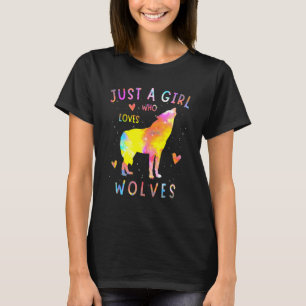T-shirt Juste Une Fille Qui Aime Les Loups Aquarelle Loup