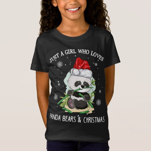 T-Shirt Juste Une Fille Qui Aime Les Pandas Et Noël (Devant)