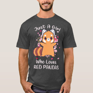 T-shirt Juste Une Fille Qui Aime Les Pandas Rouges (4)