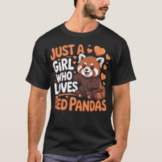 T-shirt Juste Une Fille Qui Aime Les Pandas Rouges Animaux