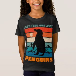T-Shirt Juste une fille qui aime les pingouins animal rétr