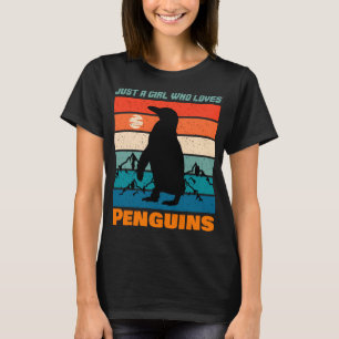 T-shirt Juste une fille qui aime les pingouins animal rétr