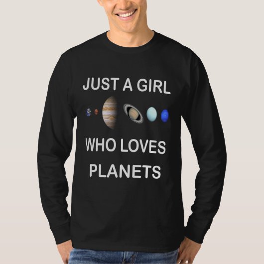 T-shirt Juste une fille qui aime les planètes système sola (Devant)
