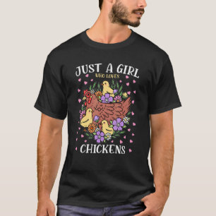 T-shirt Juste Une Fille Qui Aime Les Poules Avec Des Fleur