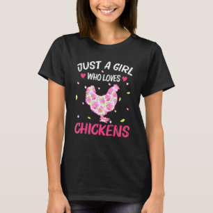 T-shirt Juste Une Fille Qui Aime Les Poules Fleurs Animaux