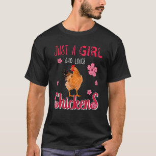 T-shirt Juste une fille qui aime les poules  Fleurs léopar