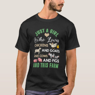 T-shirt Juste Une Fille Qui Aime Les Poulets Chèvres Vache