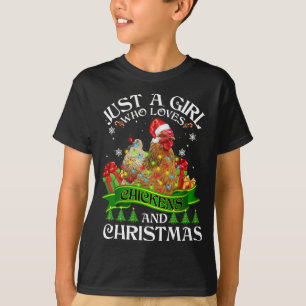 T-shirt Juste Une Fille Qui Aime Les Poulets Et Noël Drôle