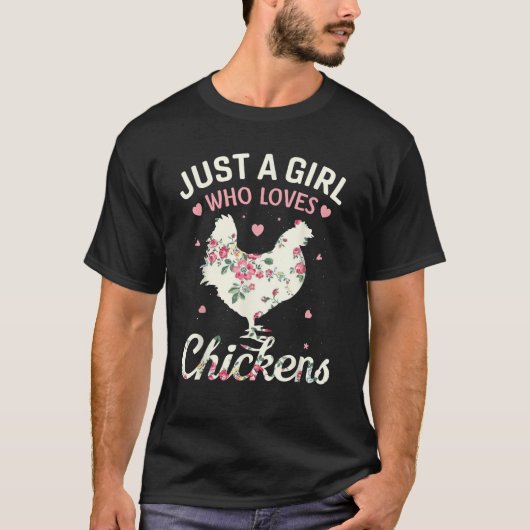 T-shirt Juste Une Fille Qui Aime Les Poulets Floral Farmer (Devant)