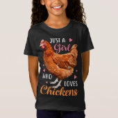 T-Shirt Juste une fille qui aime les poulets, la poule mig (Devant)