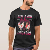 T-shirt Juste Une Fille Qui Aime Les Poulets Mignonnes Fle (Devant)