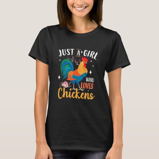 T-shirt Juste Une Fille Qui Aime Les Poulets Poulet Adulte (Devant)