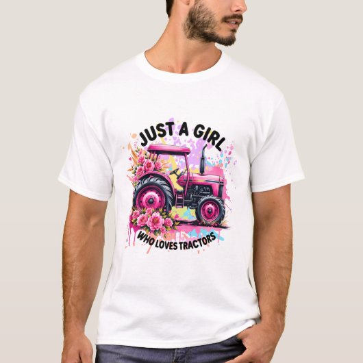 T-shirt Juste Une Fille Qui Aime Les Tracteurs (Devant)