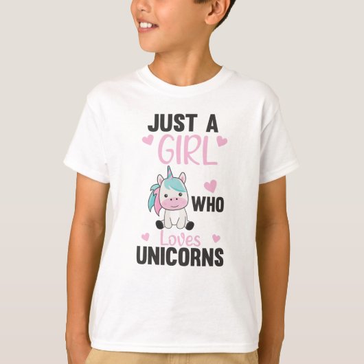 T-shirt Juste Une Fille Qui Aime Les Unicornes Rose (Devant)