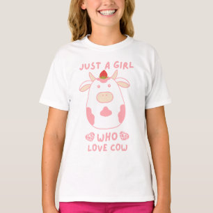T-shirt Juste Une Fille Qui Aime Les Vaches Cute Fraise Va
