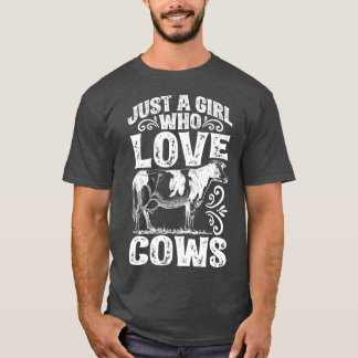 T-shirt Juste Une Fille Qui Aime Les Vaches Drôle Vache Lo