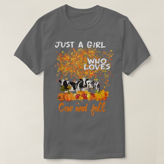 T-shirt Juste une fille qui aime les vaches et la citrouil (Design devant)