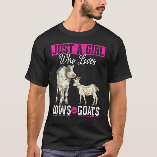 T-shirt Juste Une Fille Qui Aime Les Vaches Et Les Chèvres (Devant)