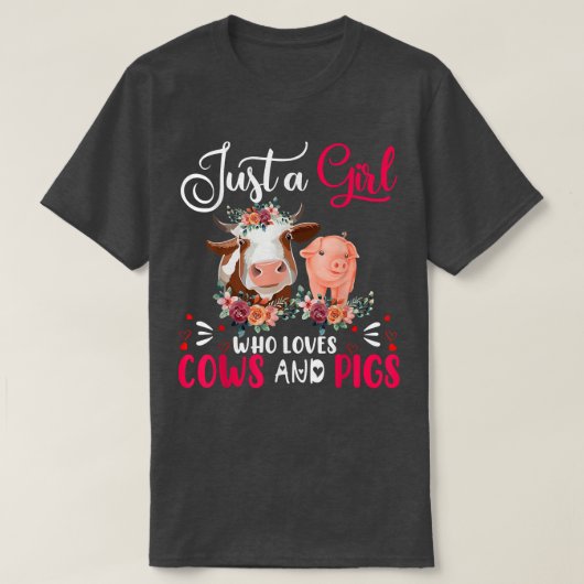 T-shirt Juste Une Fille Qui Aime Les Vaches Et Les Cochons (Design devant)