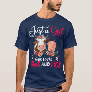 T-shirt Juste une fille qui aime les vaches et les cochons