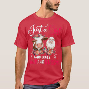 T-shirt Juste une fille qui aime les vaches et les moutons