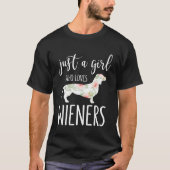 T-shirt Juste Une Fille Qui Aime Les Wieners Doxie Maman D (Devant)