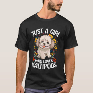 T-shirt Juste Une Fille Qui Aime Maltipoo Fleur Esthétique