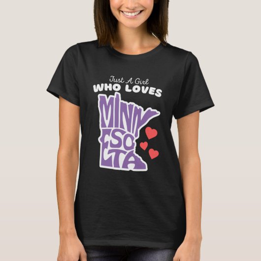 T-shirt Juste Une Fille Qui Aime Minnesota Filles Mignonne (Devant)