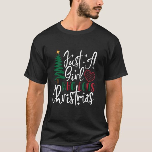 T-shirt Juste Une Fille Qui Aime Noël Arbre Lumière Noël P (Devant)