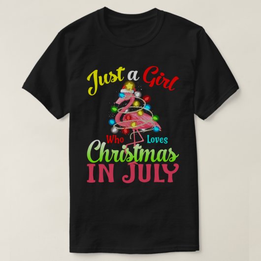 T-shirt Juste Une Fille Qui Aime Noël En Juillet Flamant r (Design devant)
