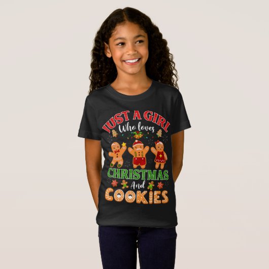 T-Shirt Juste Une Fille Qui Aime Noël Et Les Cookies Ginge (Devant entier)