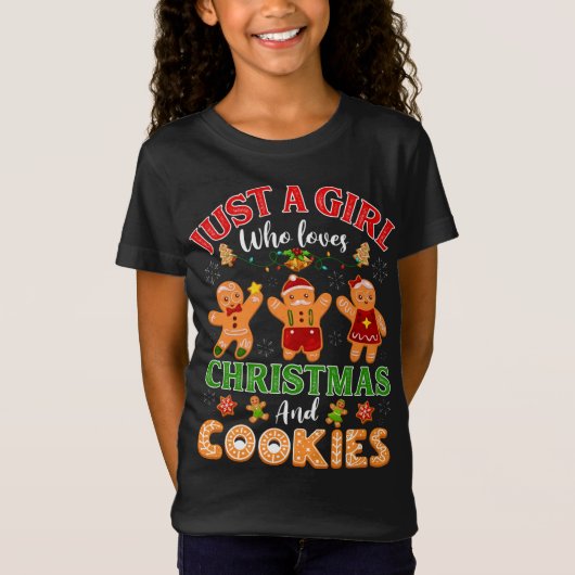 T-Shirt Juste Une Fille Qui Aime Noël Et Les Cookies Ginge (Devant)