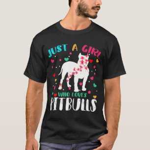 T-shirt Juste Une Fille Qui Aime Pitbulls Silhouette Flowe
