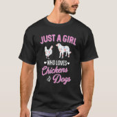 T-shirt Juste une fille qui aime poulets Chien Femmes Agri (Devant)