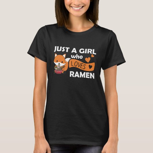 T-shirt Juste Une Fille Qui Aime Ramen Cute Fox Mange Des (Devant)