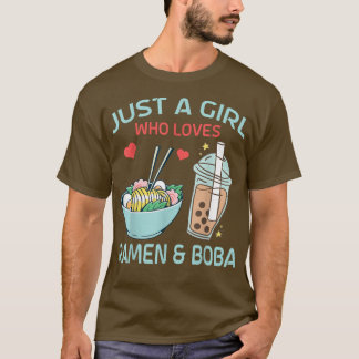 T-shirt Juste une fille qui aime Ramen et Boba Bubble Tea
