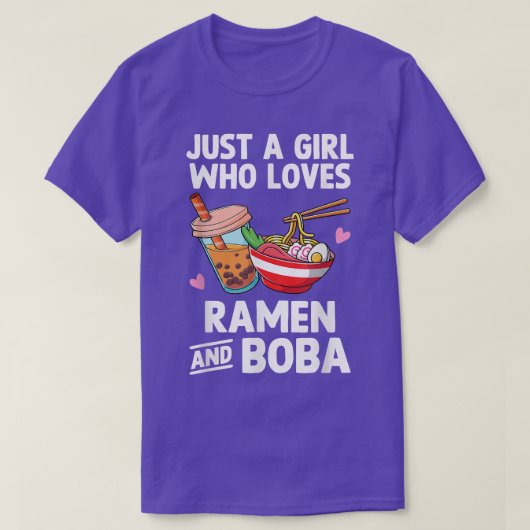 T-shirt Juste Une Fille Qui Aime Ramen Et Boba Bubble Tea (Design devant)