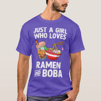 T-shirt Juste Une Fille Qui Aime Ramen Et Boba Bubble Tea 