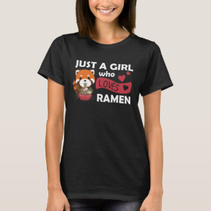 T-shirt Juste une fille qui aime ramen et Pandas rouges