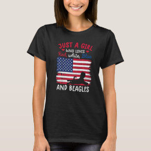 T-shirt Juste Une Fille Qui Aime Rouge Blanc Bleu Beagle U