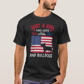 T-shirt Juste Une Fille Qui Aime Rouge Blanc Bleu Bulldog (Devant)
