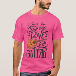 T-shirt Juste Une Fille Qui Aime Sa Guitare Guitare Acoust