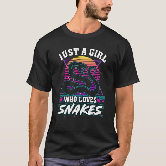 T-shirt Juste une fille qui aime serpents Retro 80s Style  (Devant)