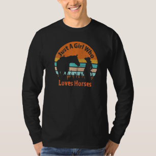 T-shirt Juste Une Fille Qui Aime Son Cheval Retro Sunset S