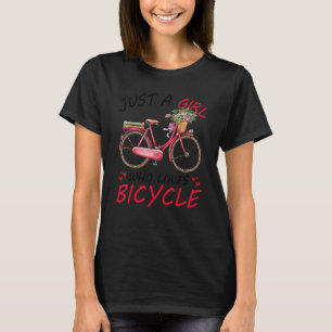 T-shirt Juste une fille qui aime Vêtements de vélo Fleurs 