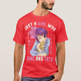 T-shirt Juste Une Fille Qui Aime Vraiment Anime Et Chats K