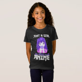 T-Shirt Juste une fille qui aime vraiment l'Anime en viole (Devant entier)