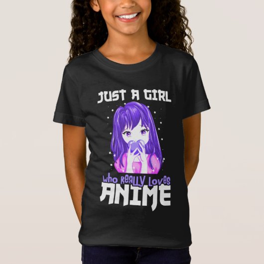 T-Shirt Juste une fille qui aime vraiment l'Anime en viole (Devant)